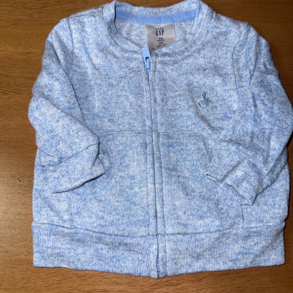 Baby GAP Blue Marled Knit Zip Up Hoodie and Pants Set 0-3 Months Brannan Bear